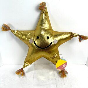 Oh Joy! Gold Star Shaped 16x16" Embroidered Throw Pillow with Tassels Poly Gold